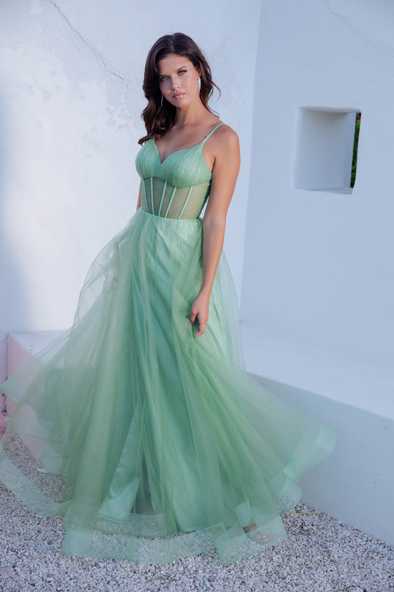 Prom Dresses Long A Line Corset Formal Prom Dress Eureka Fashion 9199 Sage