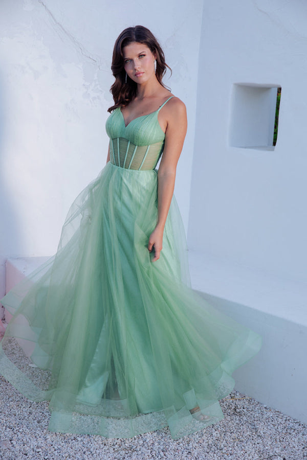 Long A Line Corset Formal Prom Dress Eureka Fashion 9199