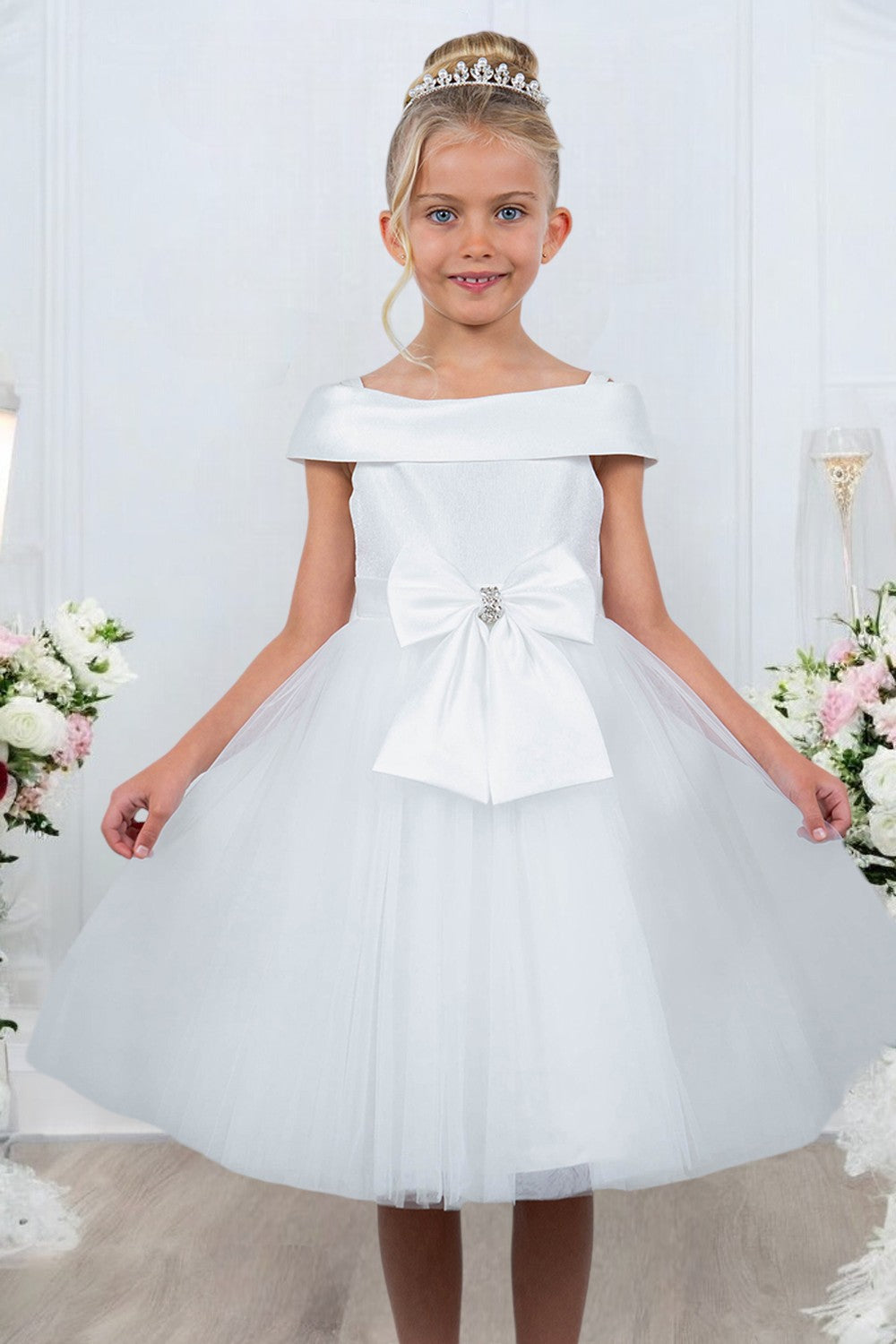 Elegant Princess Party Dress for Girls 2-12 White / 10