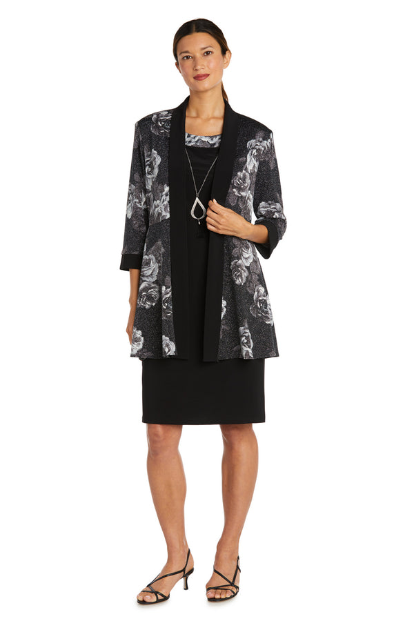 Printed Short Jacket Dress Jacket Dress R&M Richards 9203