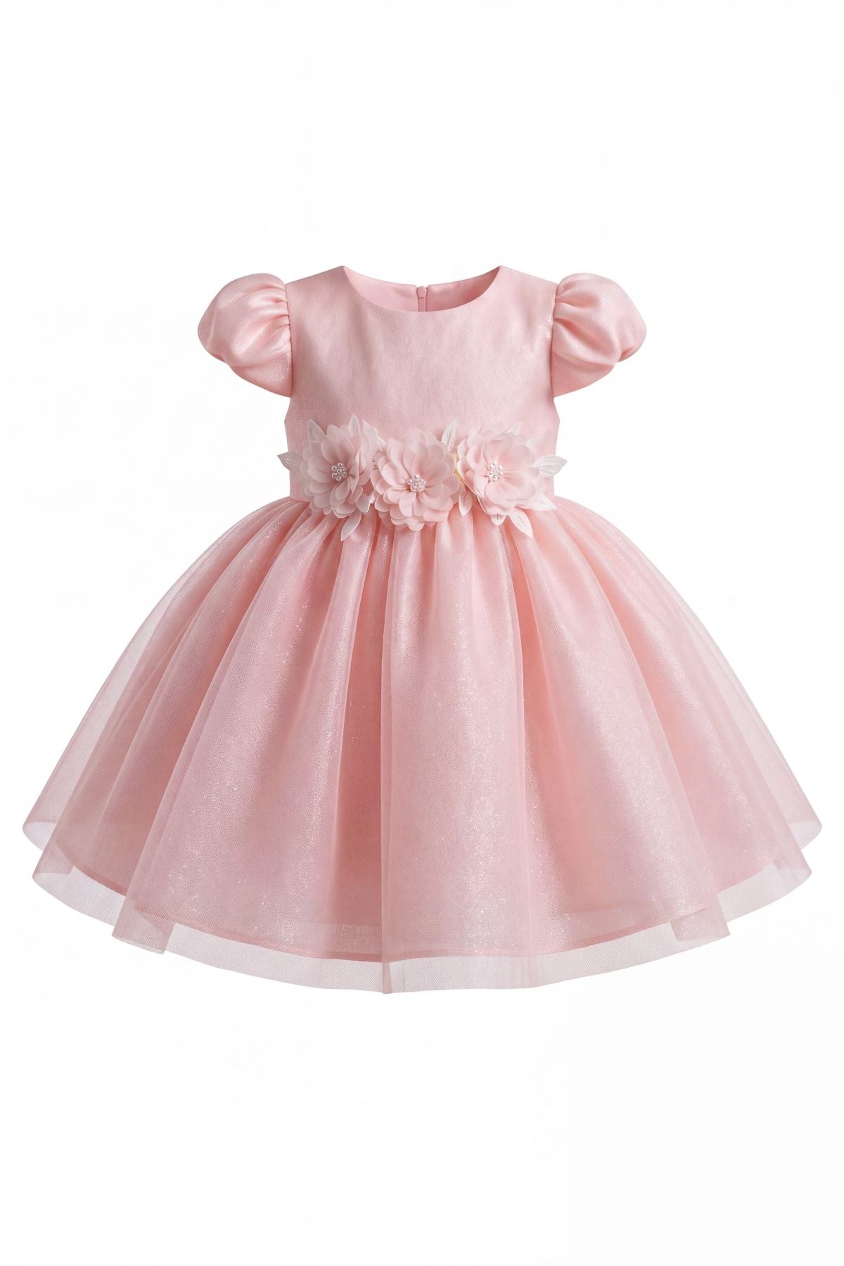 Jewel Neck Tea-Length Shimmering Tulle Baby Ball Gown Cinderella Couture 9207B