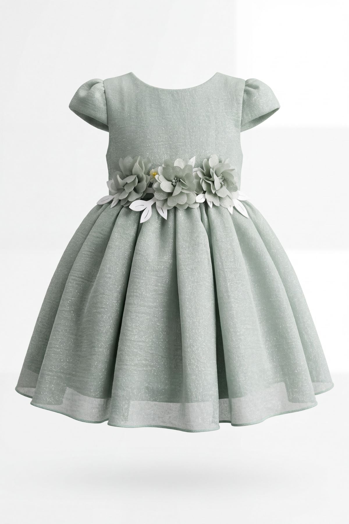 Jewel Neck Tea-Length Shimmering Tulle Baby Ball Gown Cinderella Couture 9207B