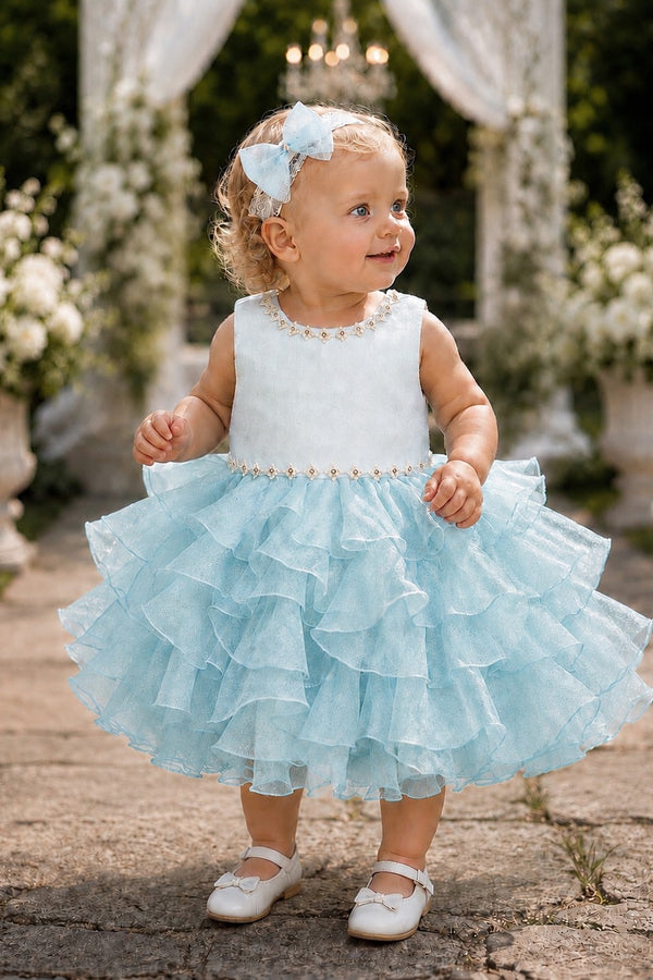 Jewel Neck Sleeveless Ruffled Baby Ball Gown Cinderella Couture 9208B