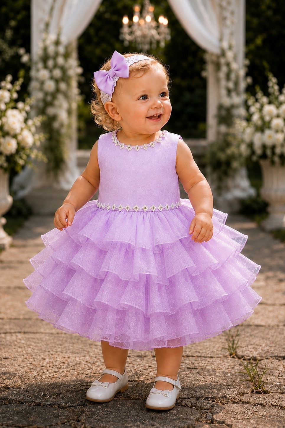 Jewel Neck Sleeveless Ruffled Baby Ball Gown Cinderella Couture 9208B
