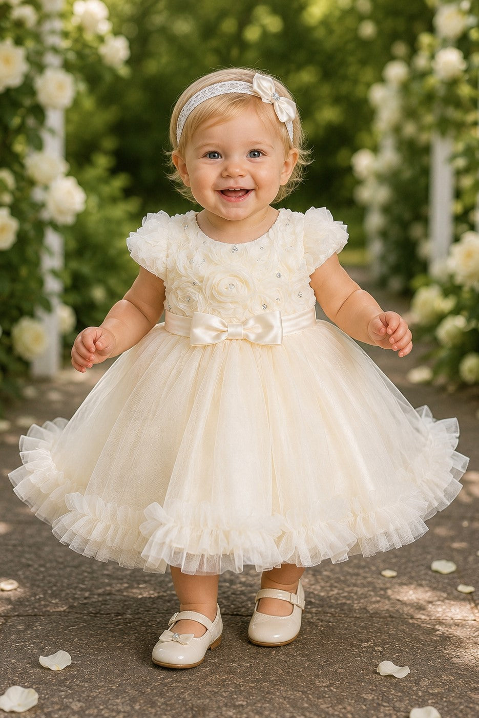 Floral Tea-Length Tulle Baby and Toddler Ball Gown Cinderella Couture 9209B
