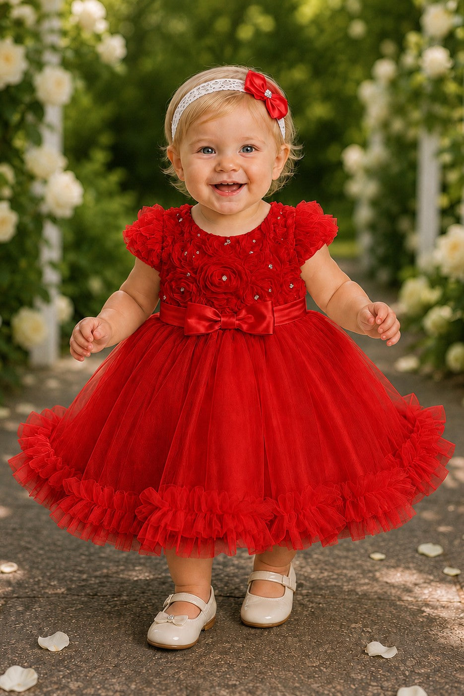Floral Tea-Length Tulle Baby and Toddler Ball Gown Cinderella Couture 9209B