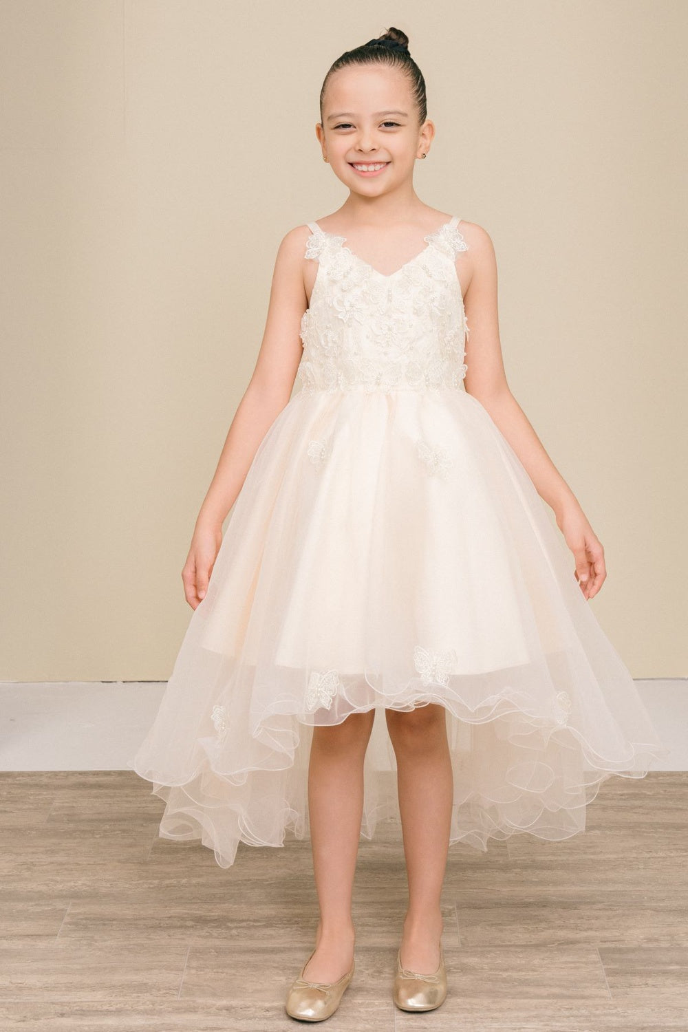 Flower Girl Dresses Lace Applique A Line Flower Girl Dress Champagne