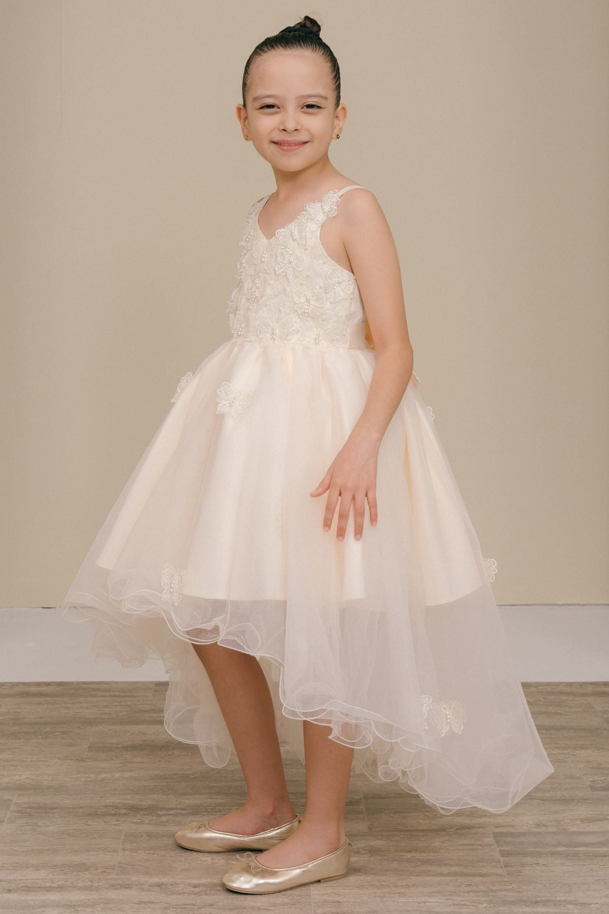 Flower Girl Dresses Lace Applique A Line Flower Girl Dress Champagne