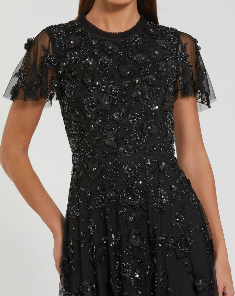 Mac Duggal 9212 Tea Length Floral Formal Dress
