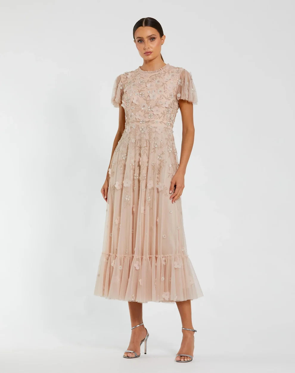 Crew High-Neck Tea-Length Tulle Formal A-Line Mac Duggal 999212P