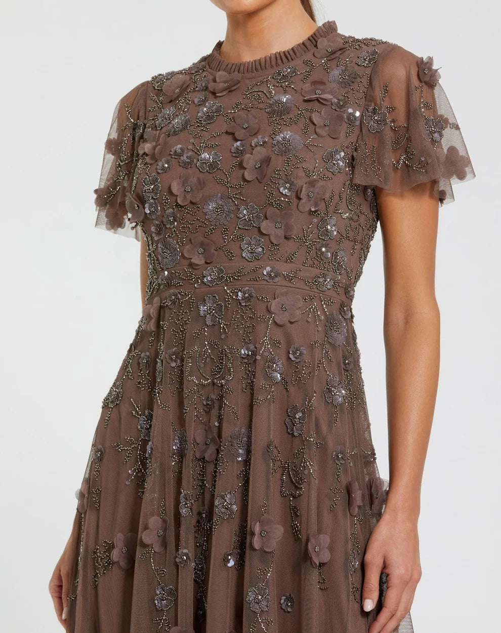 Crew High-Neck Tea-Length Tulle Formal A-Line Mac Duggal 999212P
