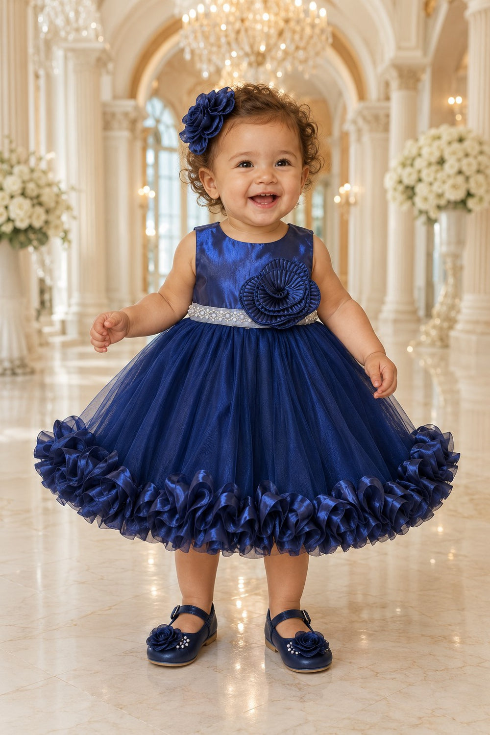 Scoop Neck Sleeveless Tulle Ruffle Baby Ball Gown Cinderella Couture 9212B