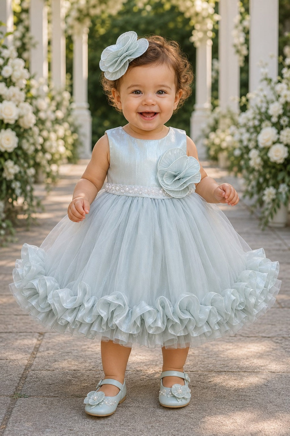 Scoop Neck Sleeveless Tulle Ruffle Baby Ball Gown Cinderella Couture 9212B