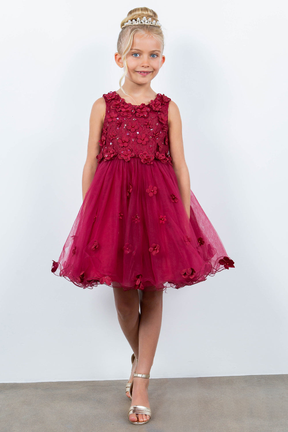 Cinderella Couture 9219 Flower Girl 3D Floral Applique A Line Short Dress