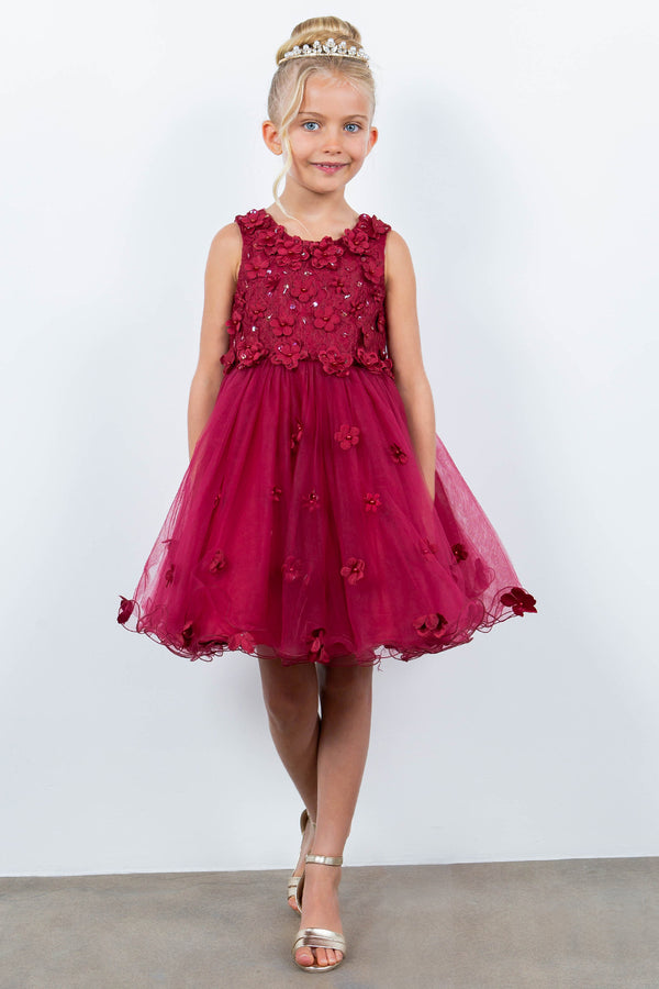 Cinderella Couture 9219 Flower Girl 3D Floral Applique A Line Short Dress