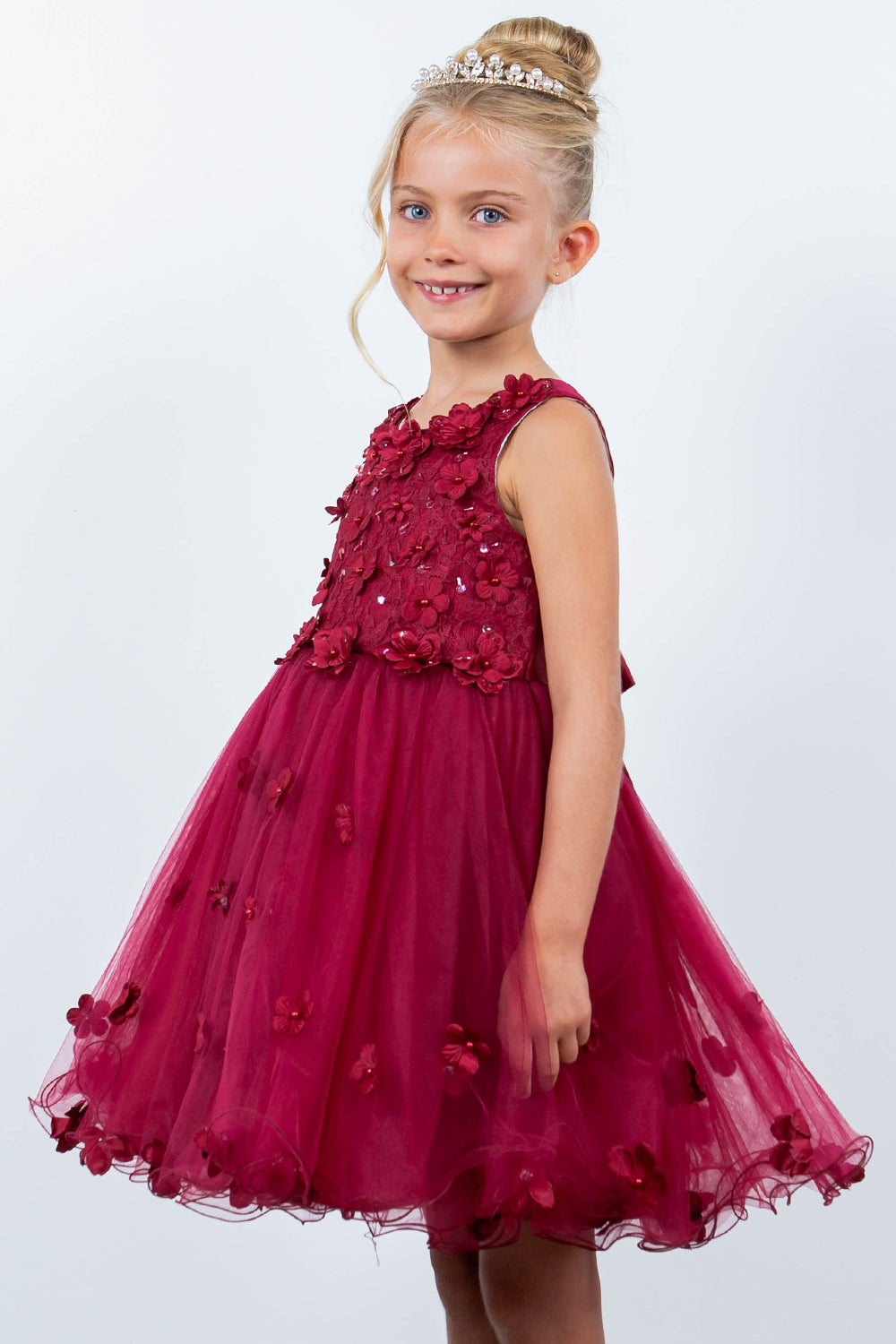 Cinderella Couture 9219 Flower Girl 3D Floral Applique A Line Short Dress