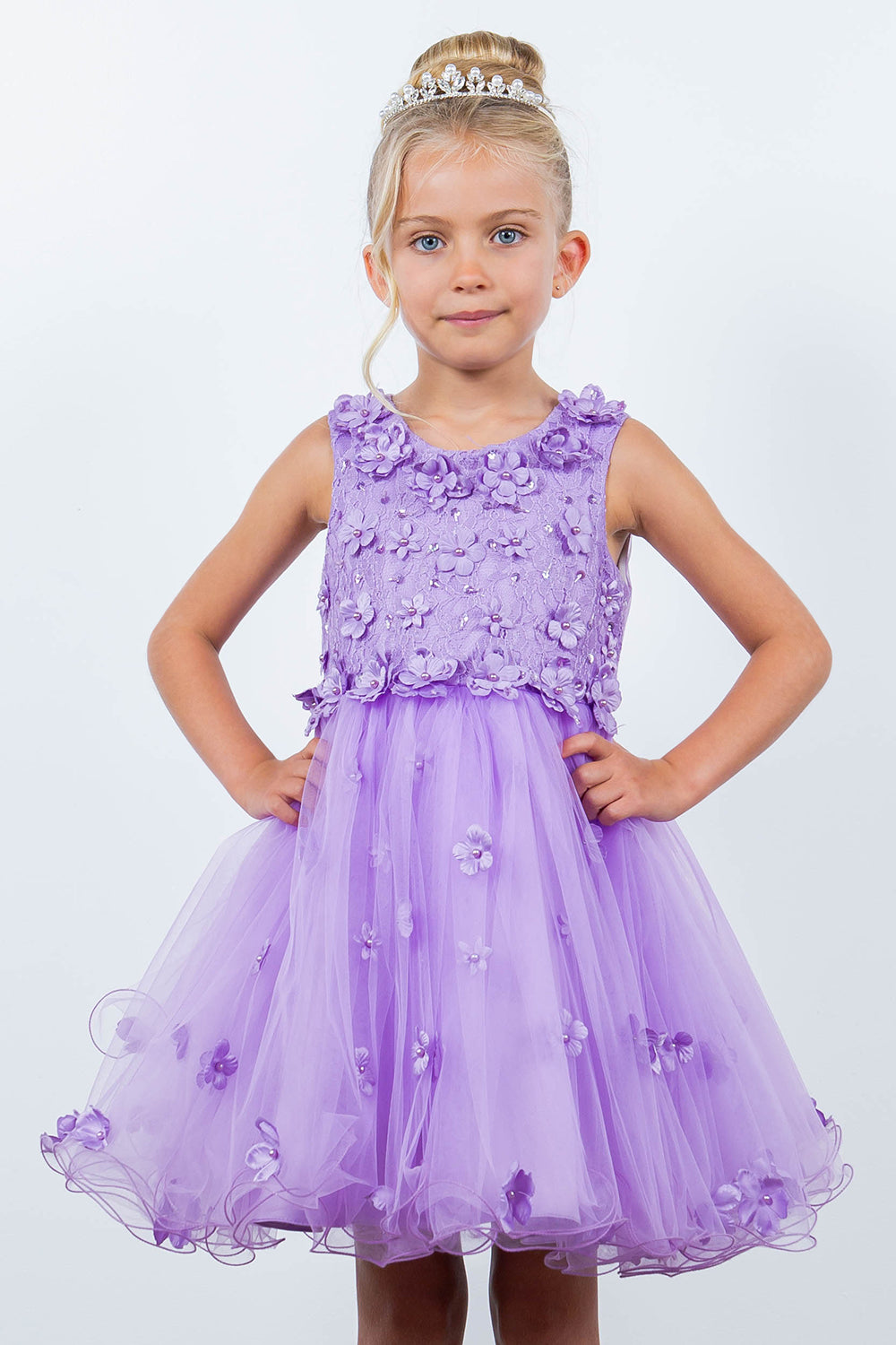 Cinderella Couture 9219 Flower Girl 3D Floral Applique A Line Short Dress