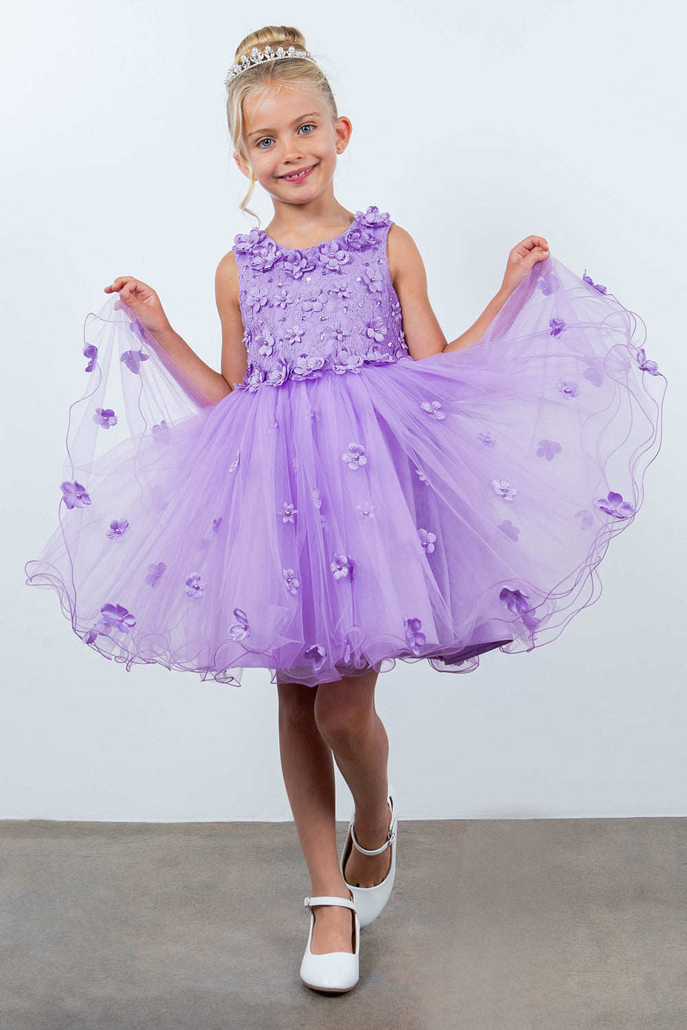 Cinderella Couture 9219 Flower Girl 3D Floral Applique A Line Short Dress