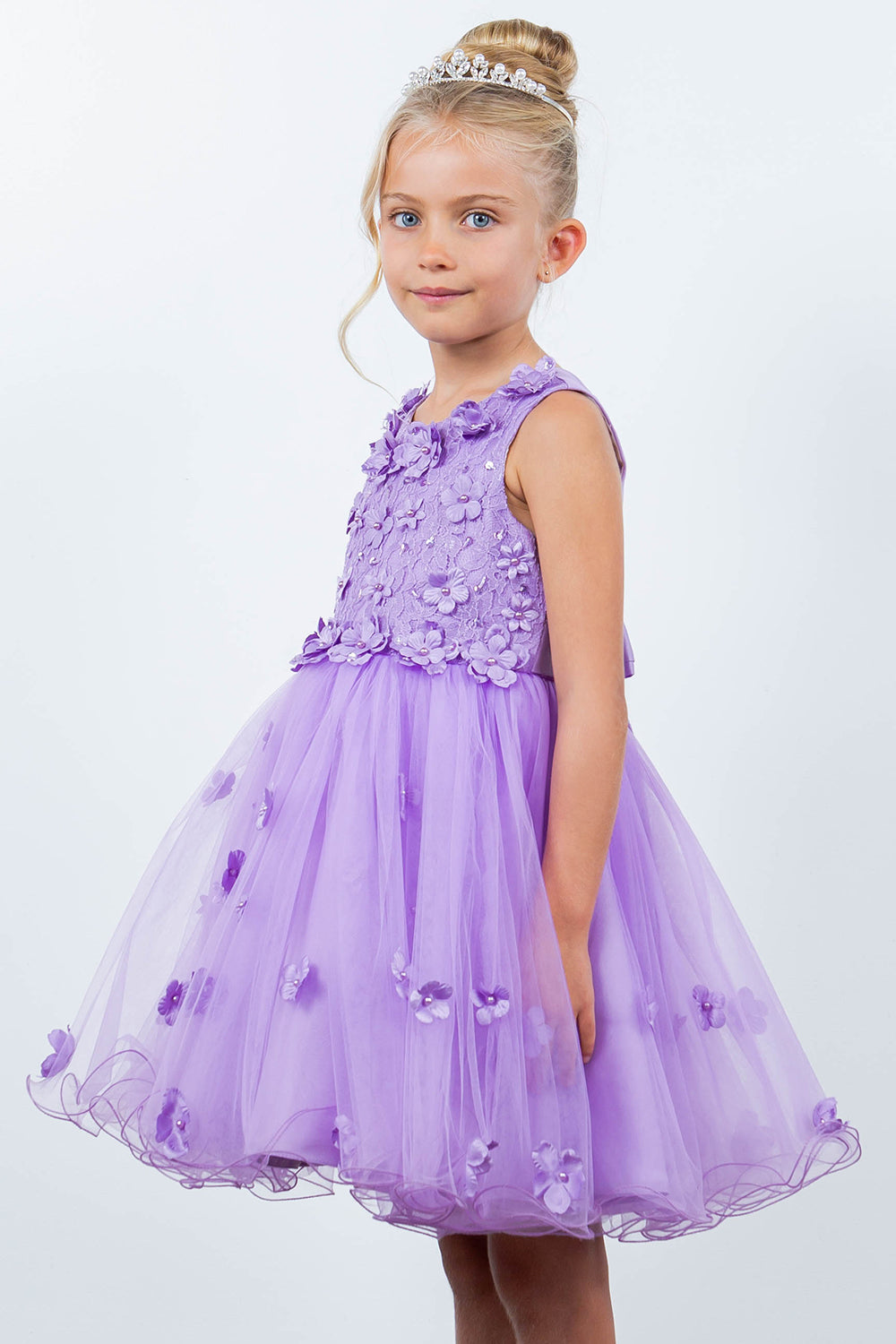 Cinderella Couture 9219 Flower Girl 3D Floral Applique A Line Short Dress