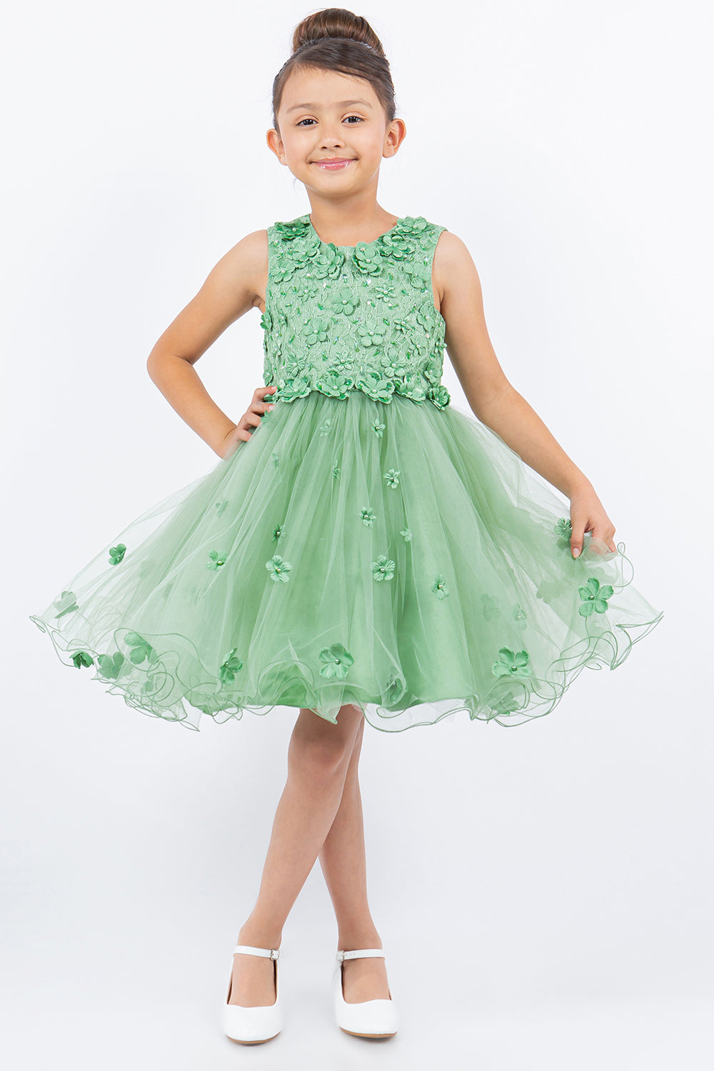 Cinderella Couture 9219 Flower Girl 3D Floral Applique A Line Short Dress