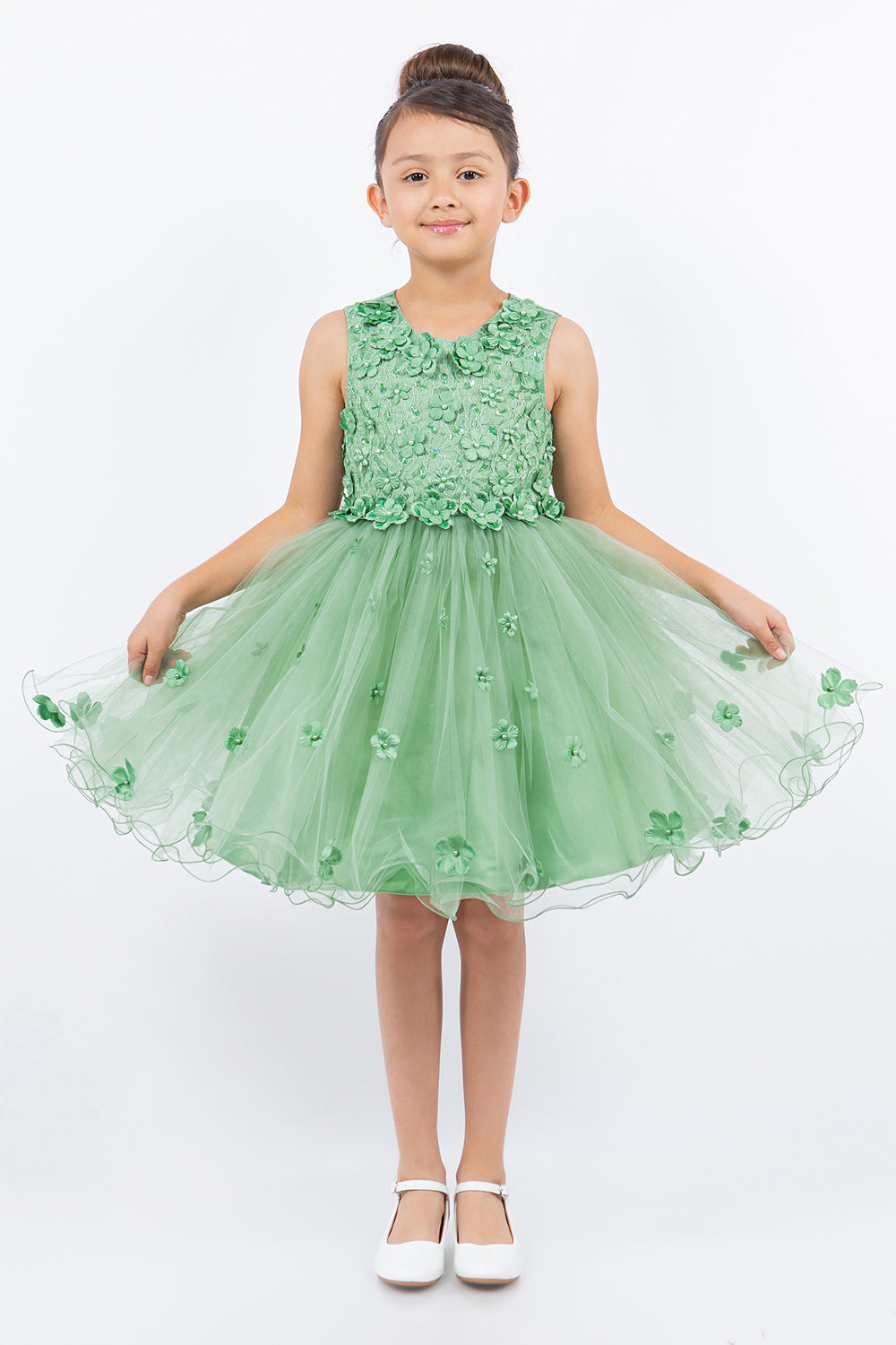 Cinderella Couture 9219 Flower Girl 3D Floral Applique A Line Short Dress