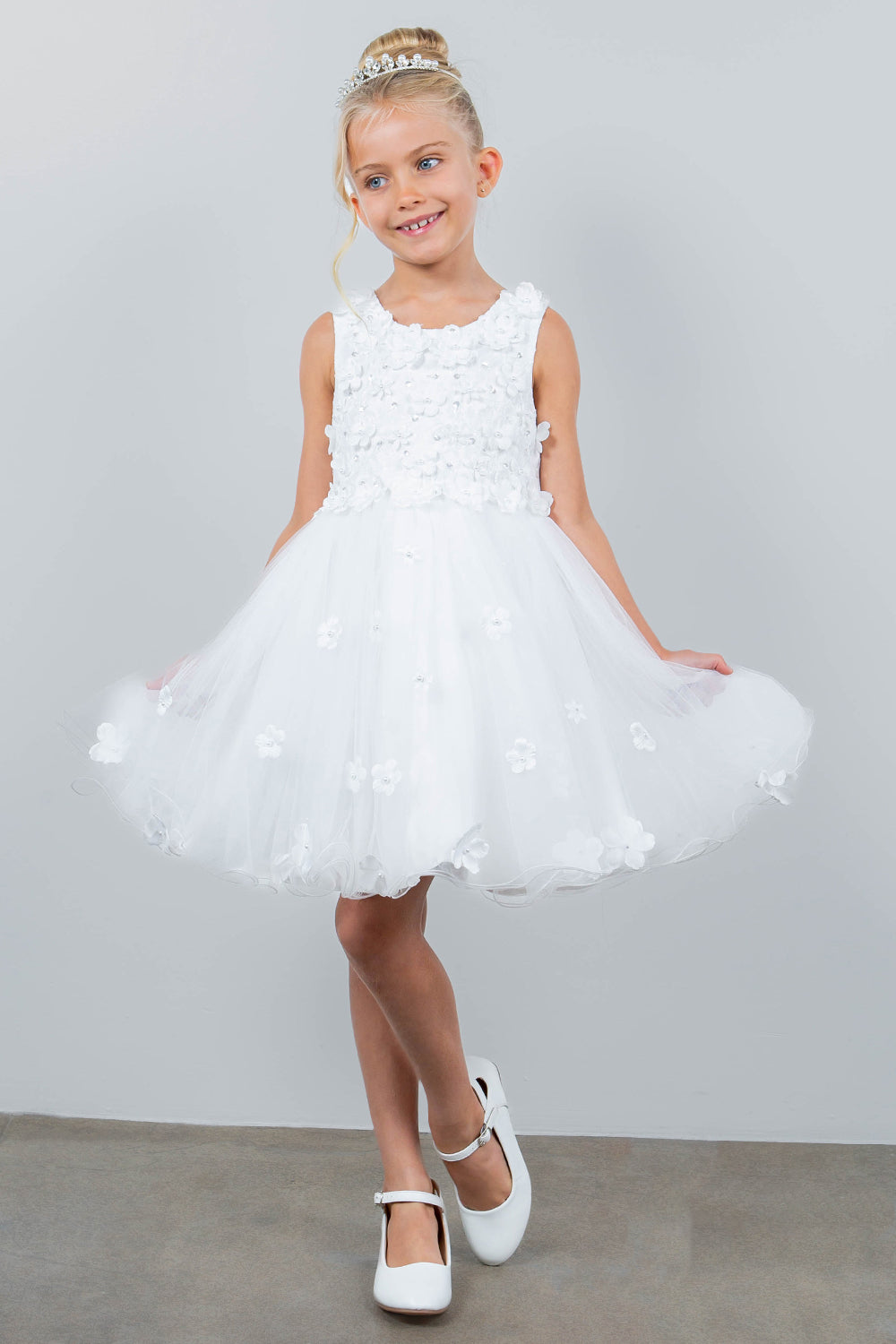 Cinderella Couture 9219 Flower Girl 3D Floral Applique A Line Short Dress