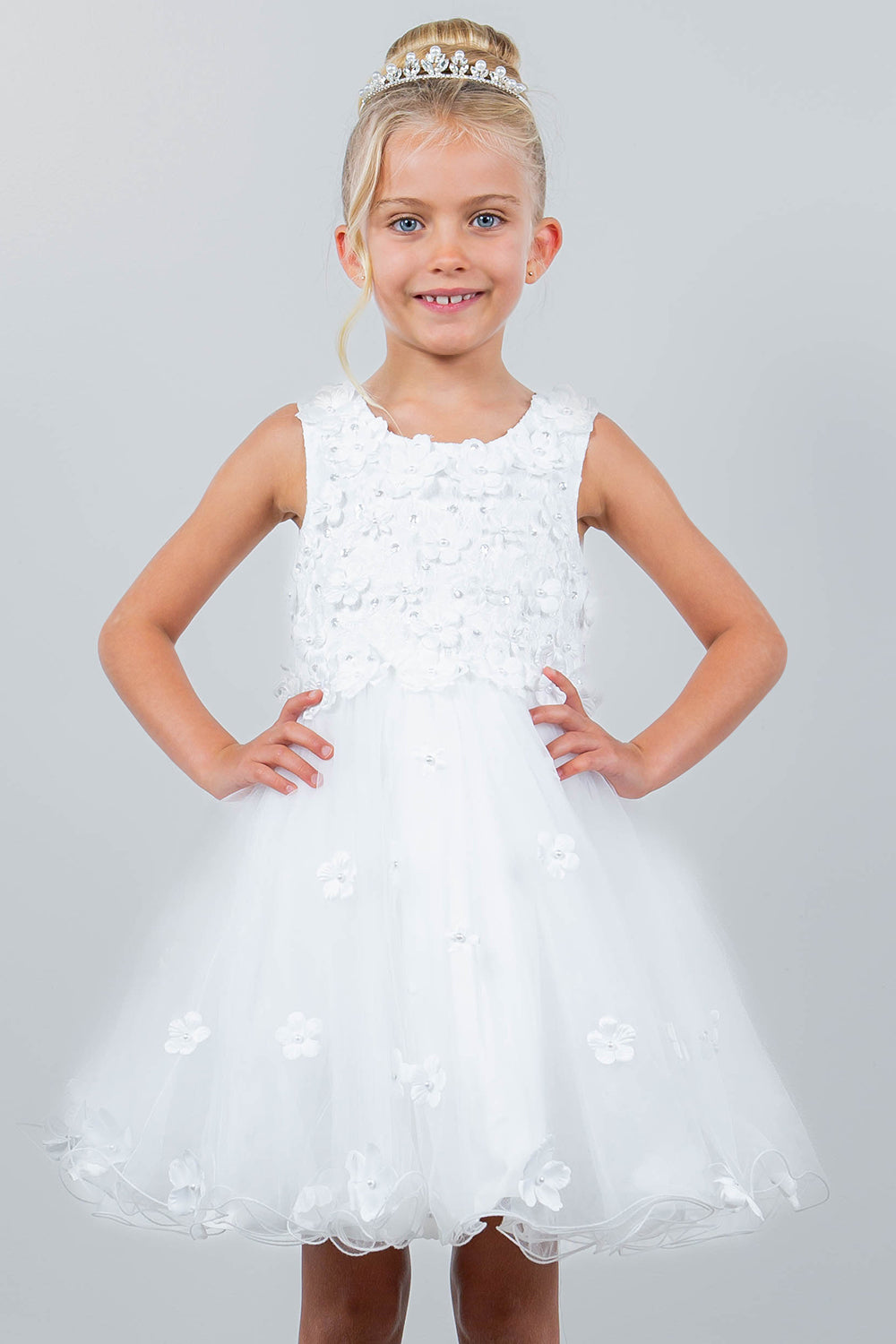 Cinderella Couture 9219 Flower Girl 3D Floral Applique A Line Short Dress