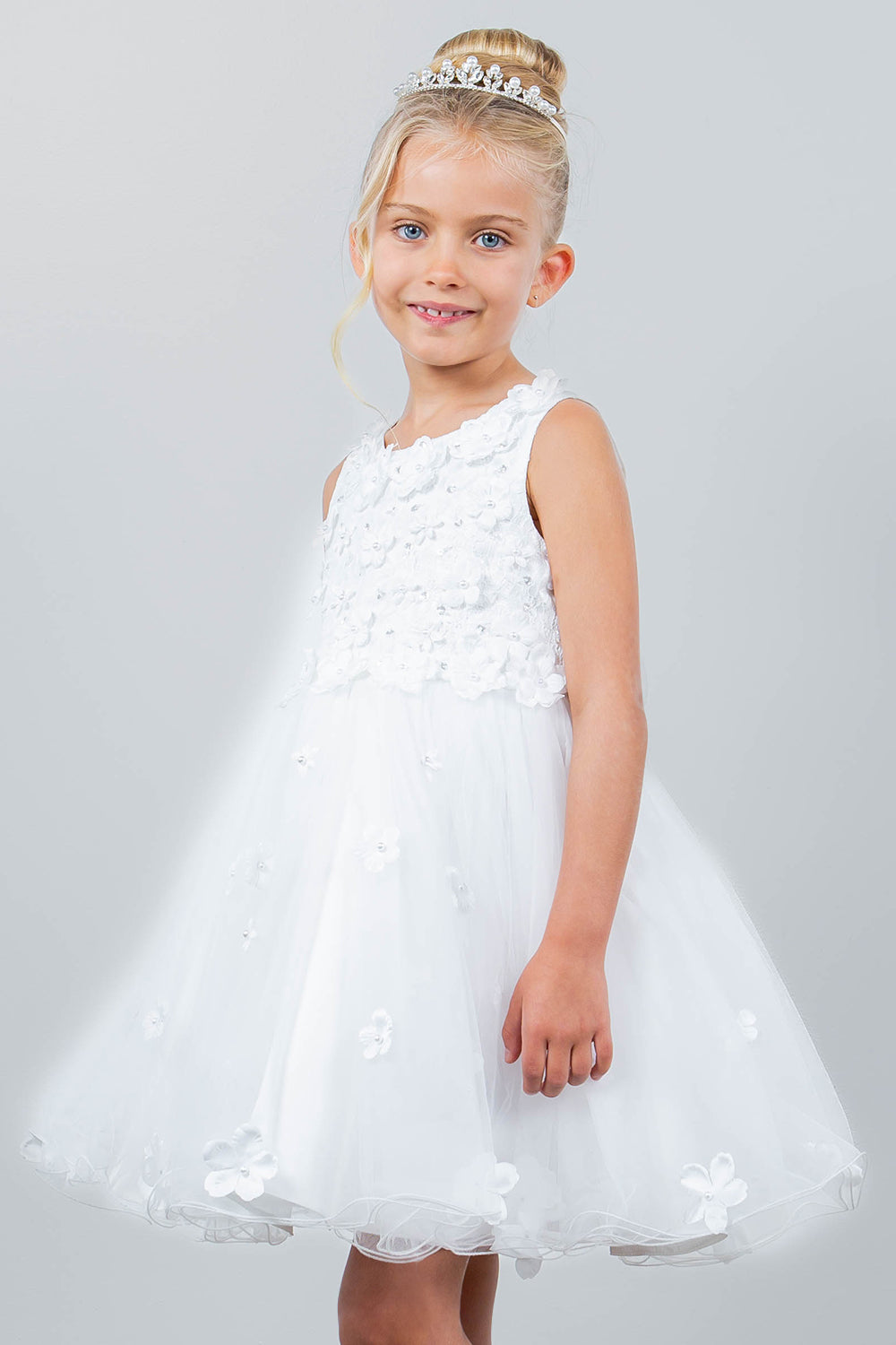 Cinderella Couture 9219 Flower Girl 3D Floral Applique A Line Short Dress