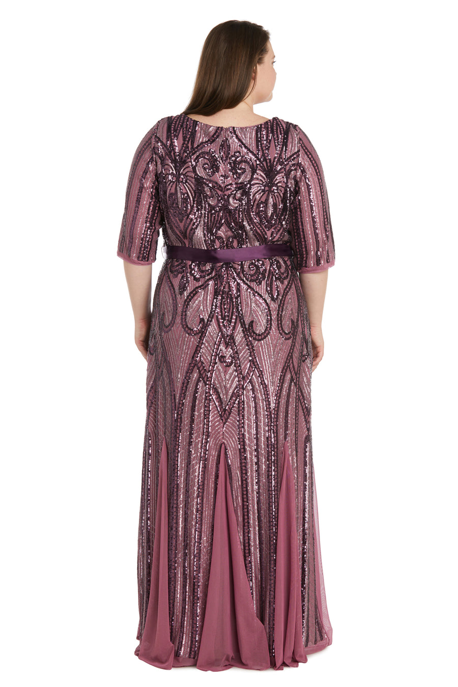 R&M Richards 9225W Plus Size Sequins Long Formal Dress