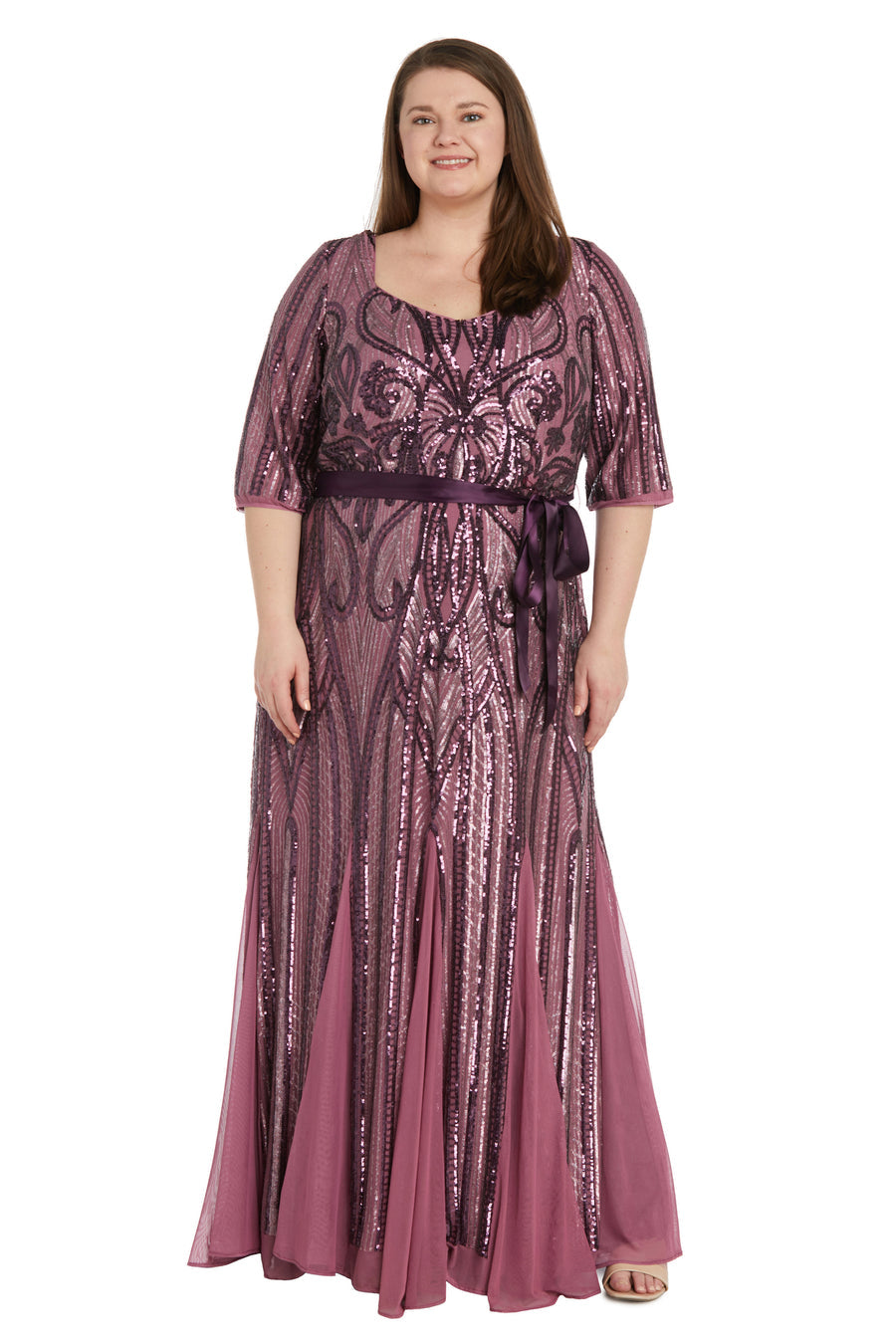 R&M Richards 9225W Plus Size Sequins Long Formal Dress