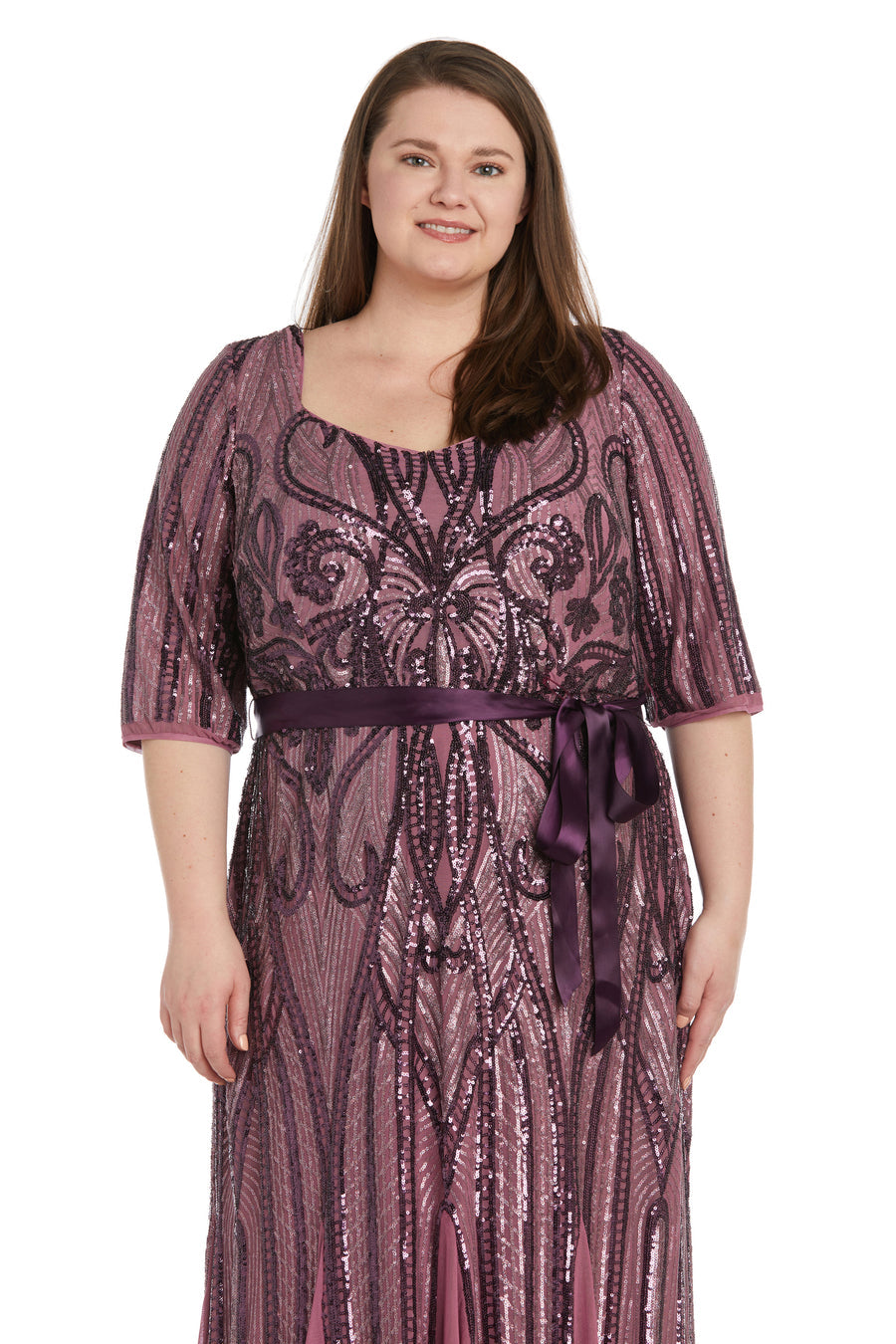 R&M Richards 9225W Plus Size Sequins Long Formal Dress