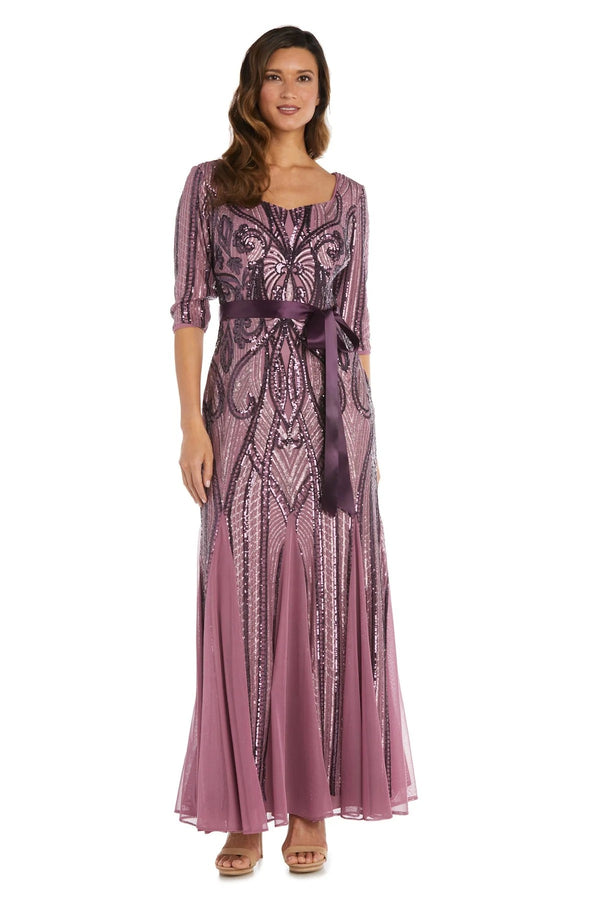 Long Sequined Dress Petite R&M Richards 9225P