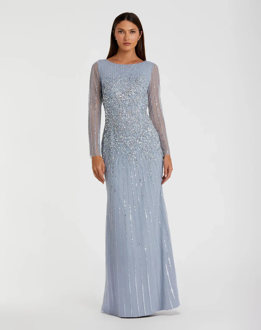 Formal Dresses Sequin Long Sleeve A Line Dress Powder Blue