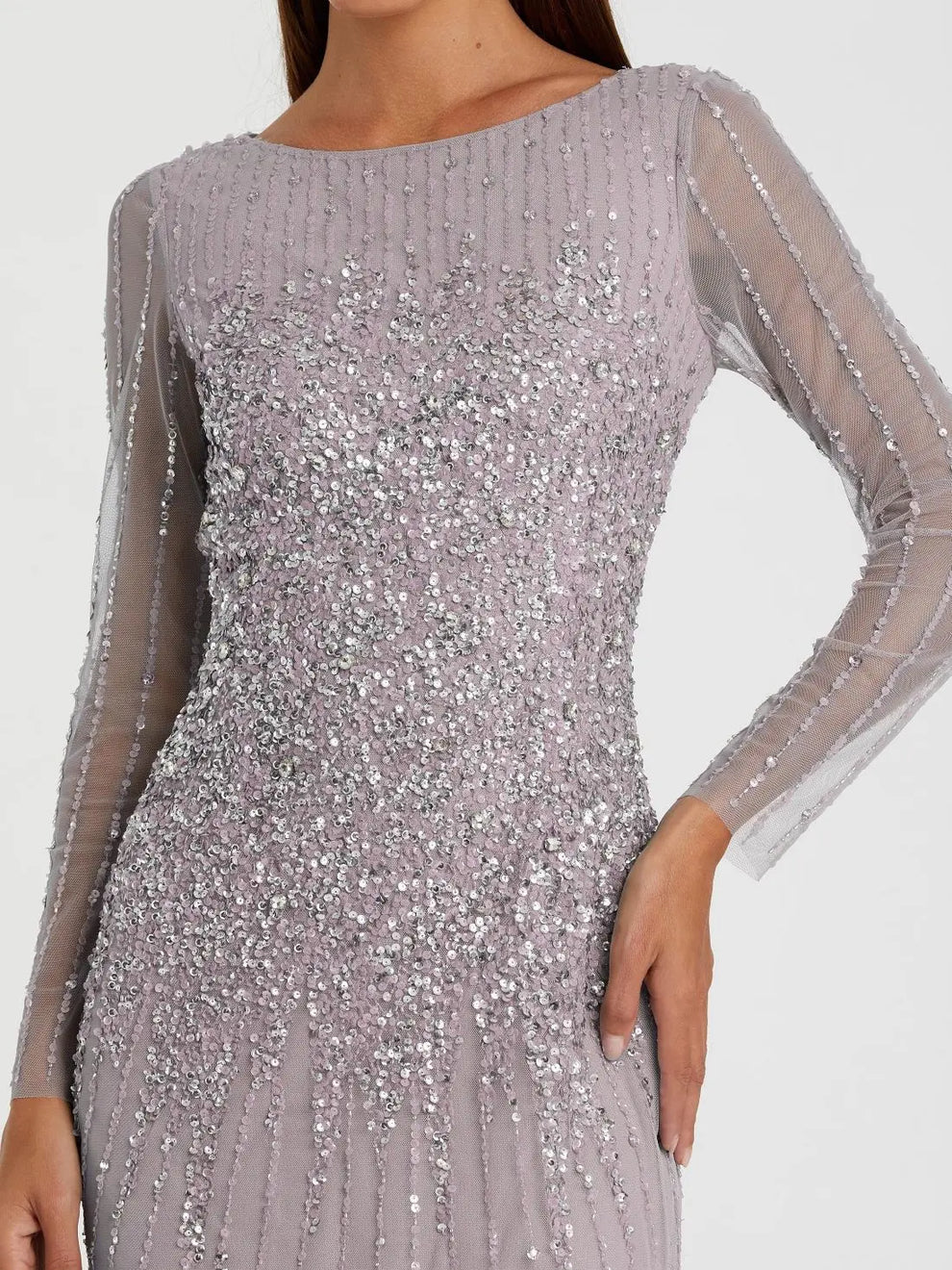 Formal Dresses Sequin Long Sleeve A Line Dress Vintage Lilac