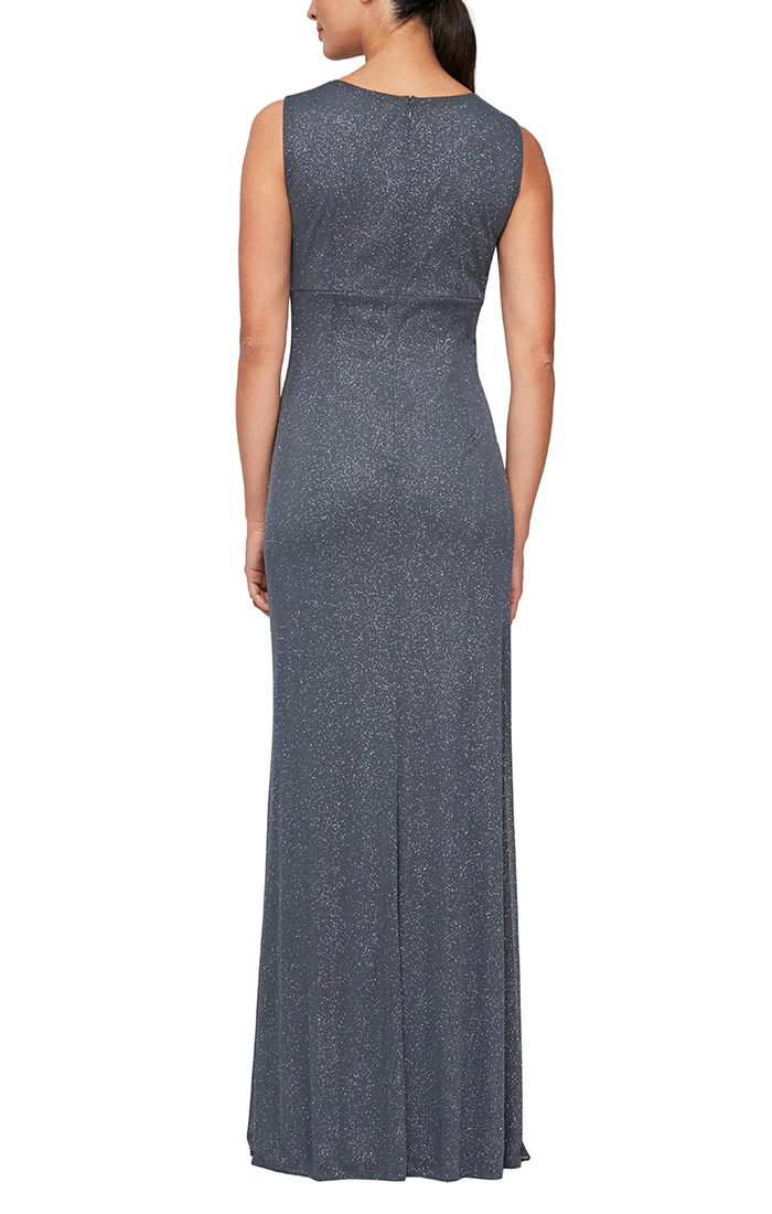 SL Fashions 9233148 Petite Glitter Mesh Gown