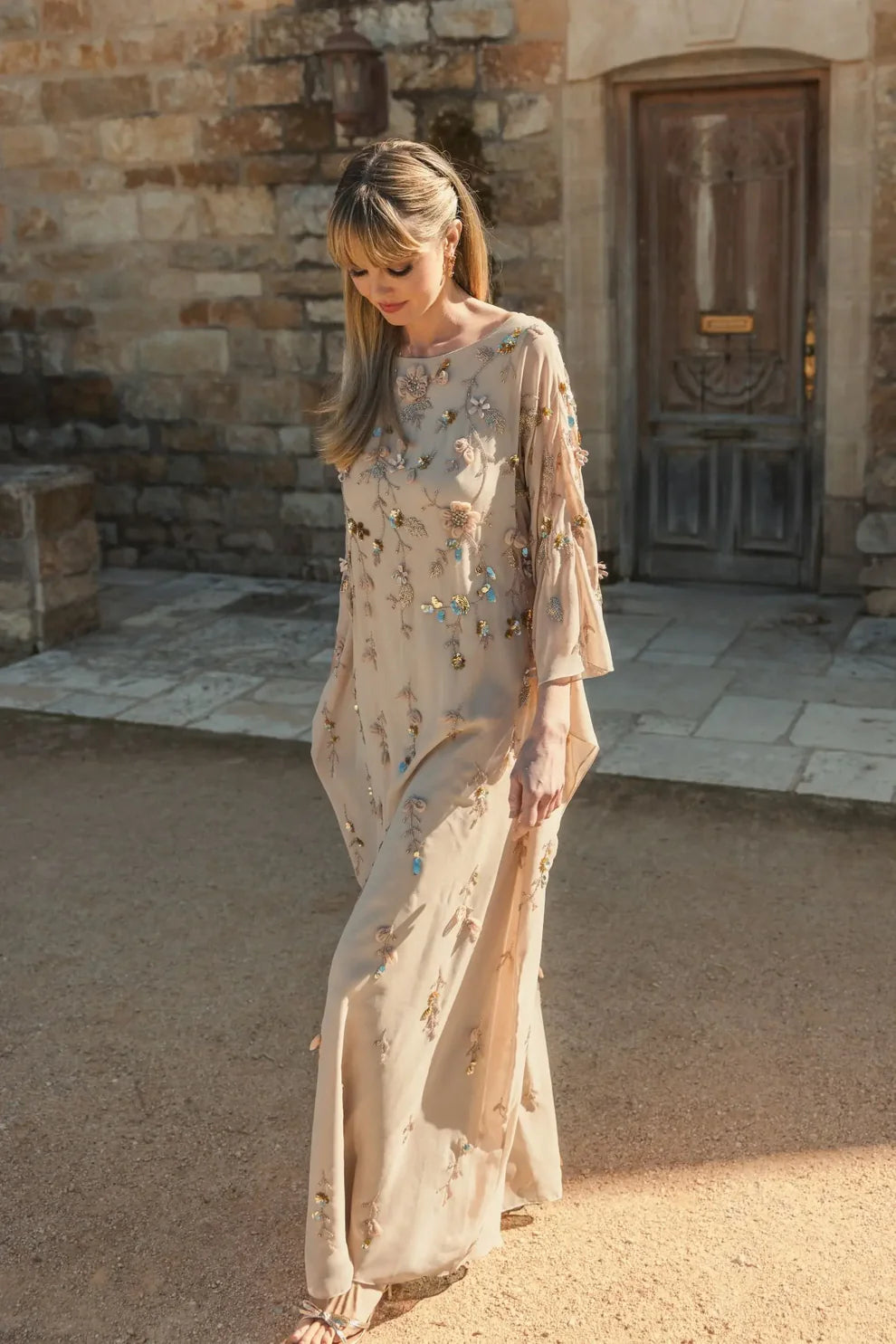 Mother of the Bride Dresses Long Floral  Mother of the Bride Formal Dress Nude Gold