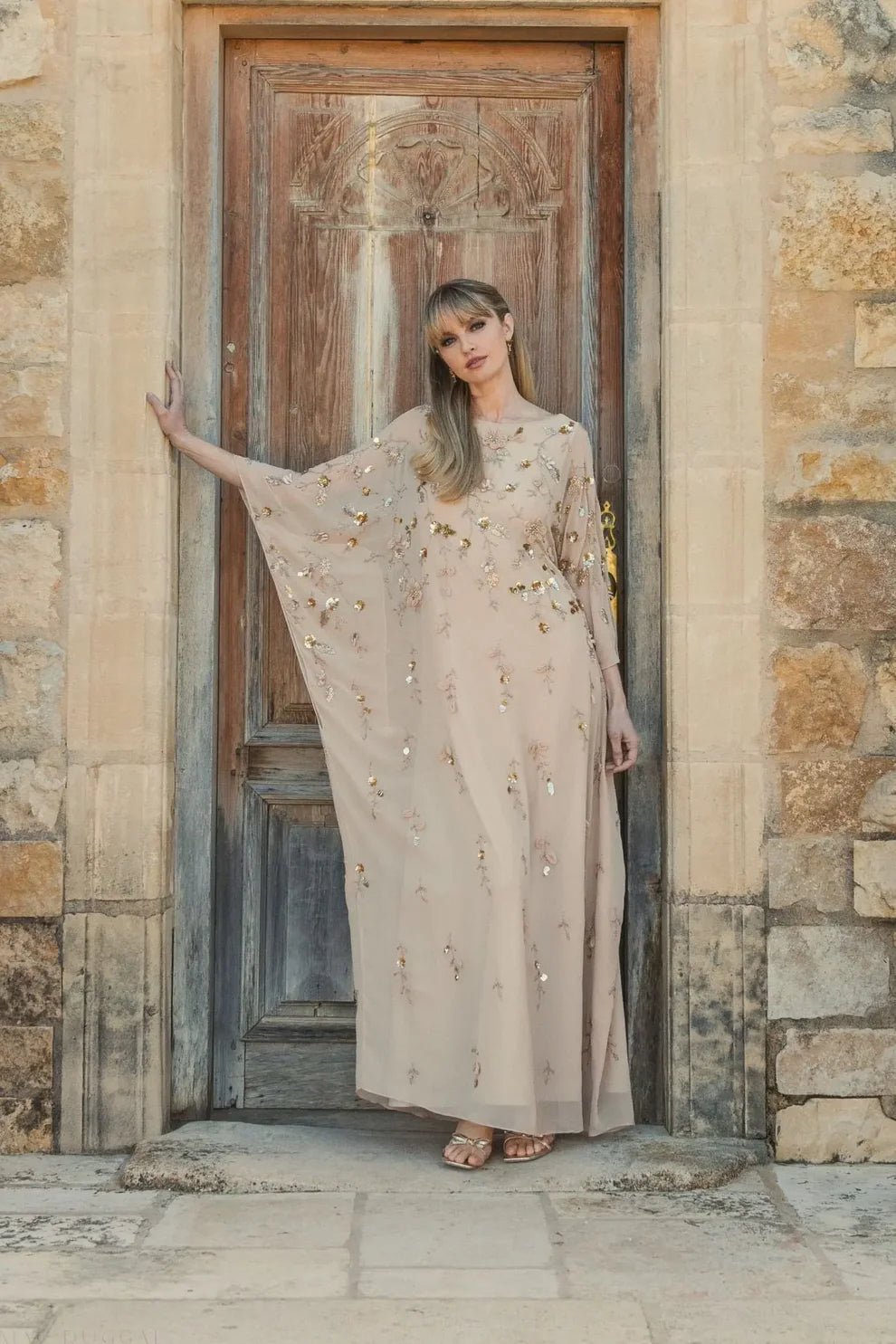 Mother of the Bride Dresses Long Floral  Mother of the Bride Formal Dress Nude Gold