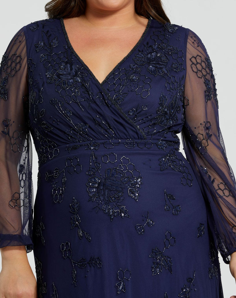 Mac Duggal 9247 Long Sleeve Formal Plus Size Dress