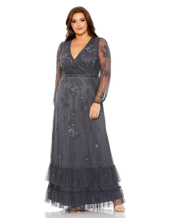 Long Sleeve Formal Dress Plus Size Mac Duggal 9247