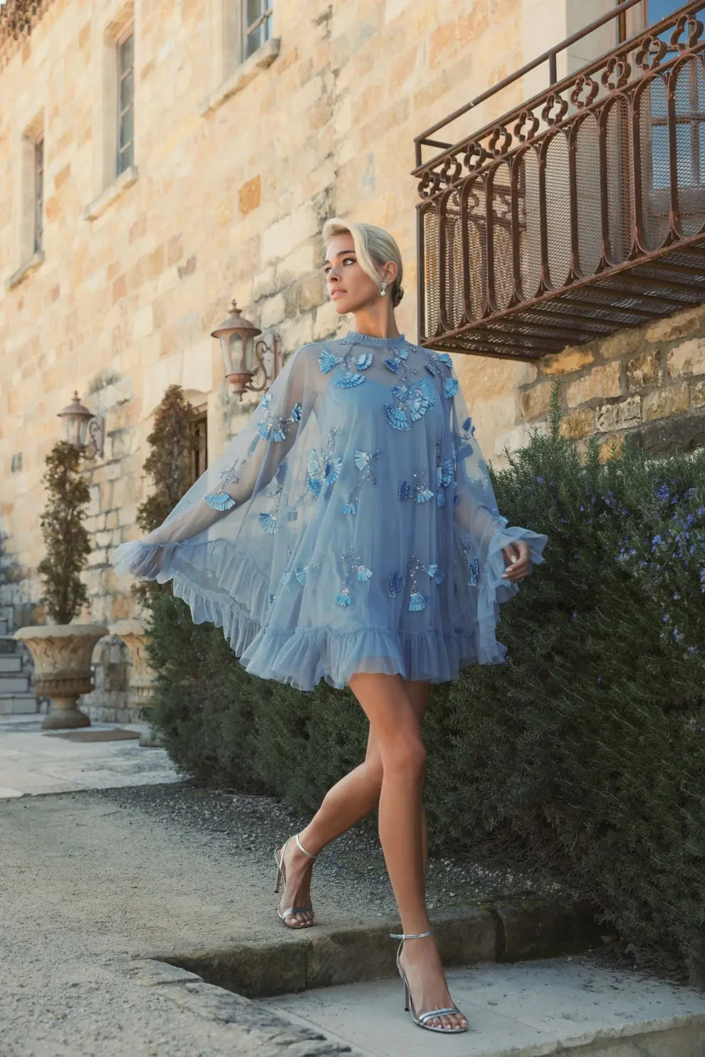 Embellished Long Flare Sleeve Mesh A Line Short Dress Embellished Mesh The Dress Outlet Embellished Long Flare Sleeve Mesh A Line Short Dress Embellished Mesh The Dress Outlet