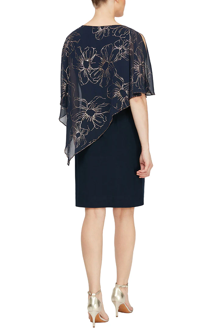 SL Fashions 9279146 Petite Jersey Floral Short Dress