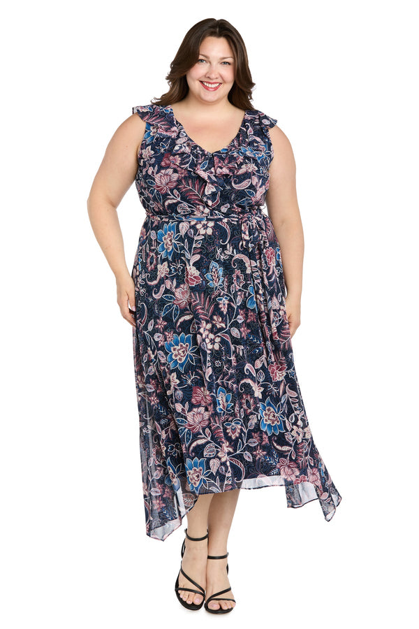 Printed Plus Size Dress High Low R&M Richards 9294W