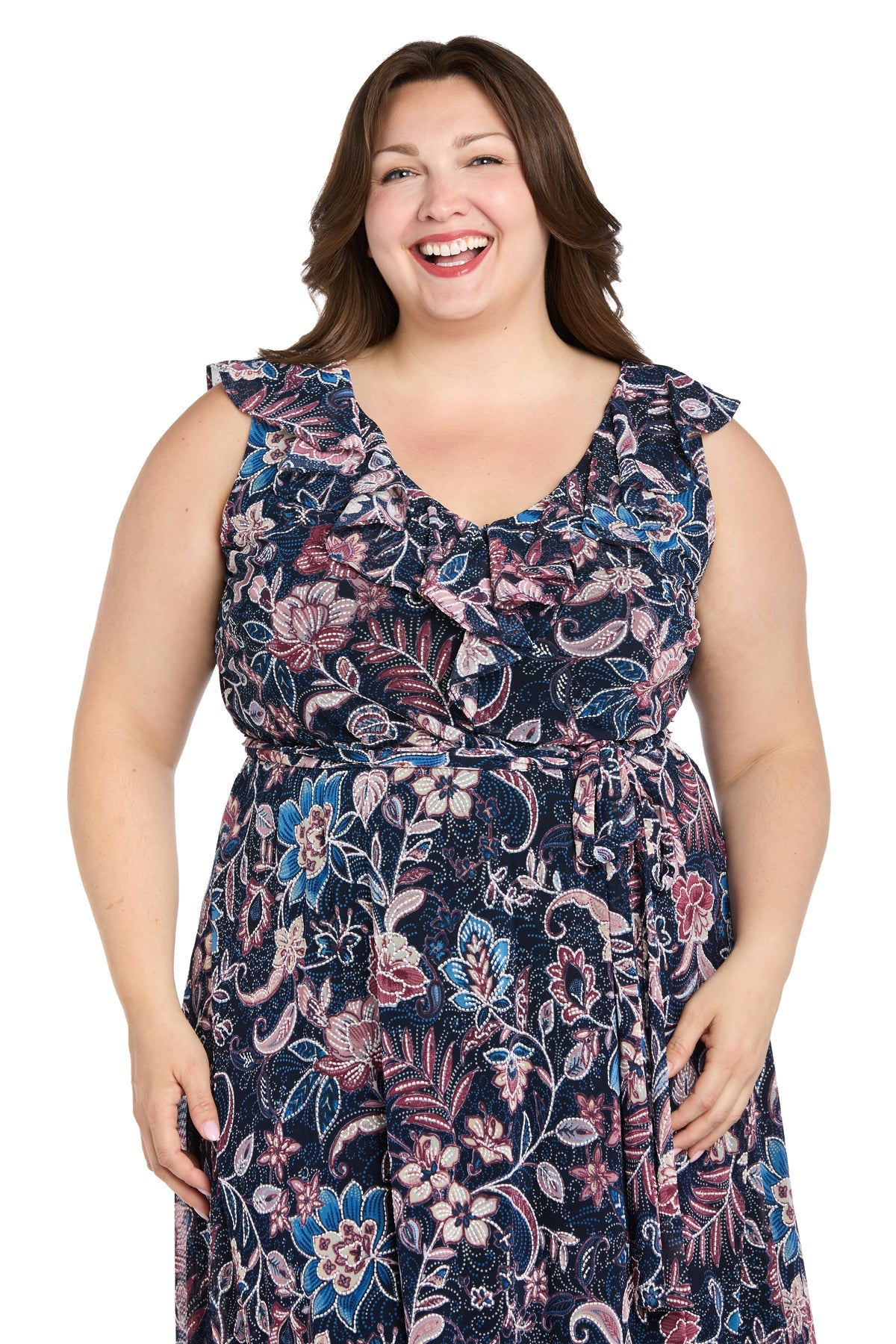 R&M Richards 9294W Printed Plus Size High Low Dress