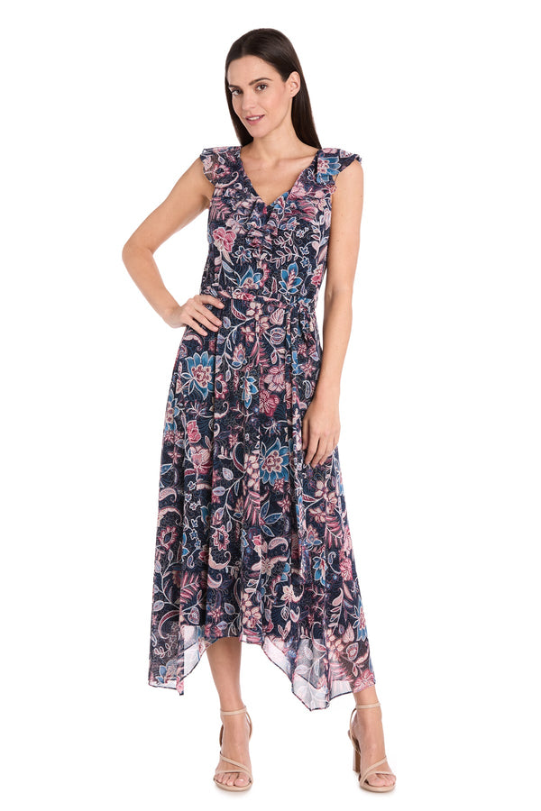 High Low Printed Dress A Line Cocktail R&M Richards 9294