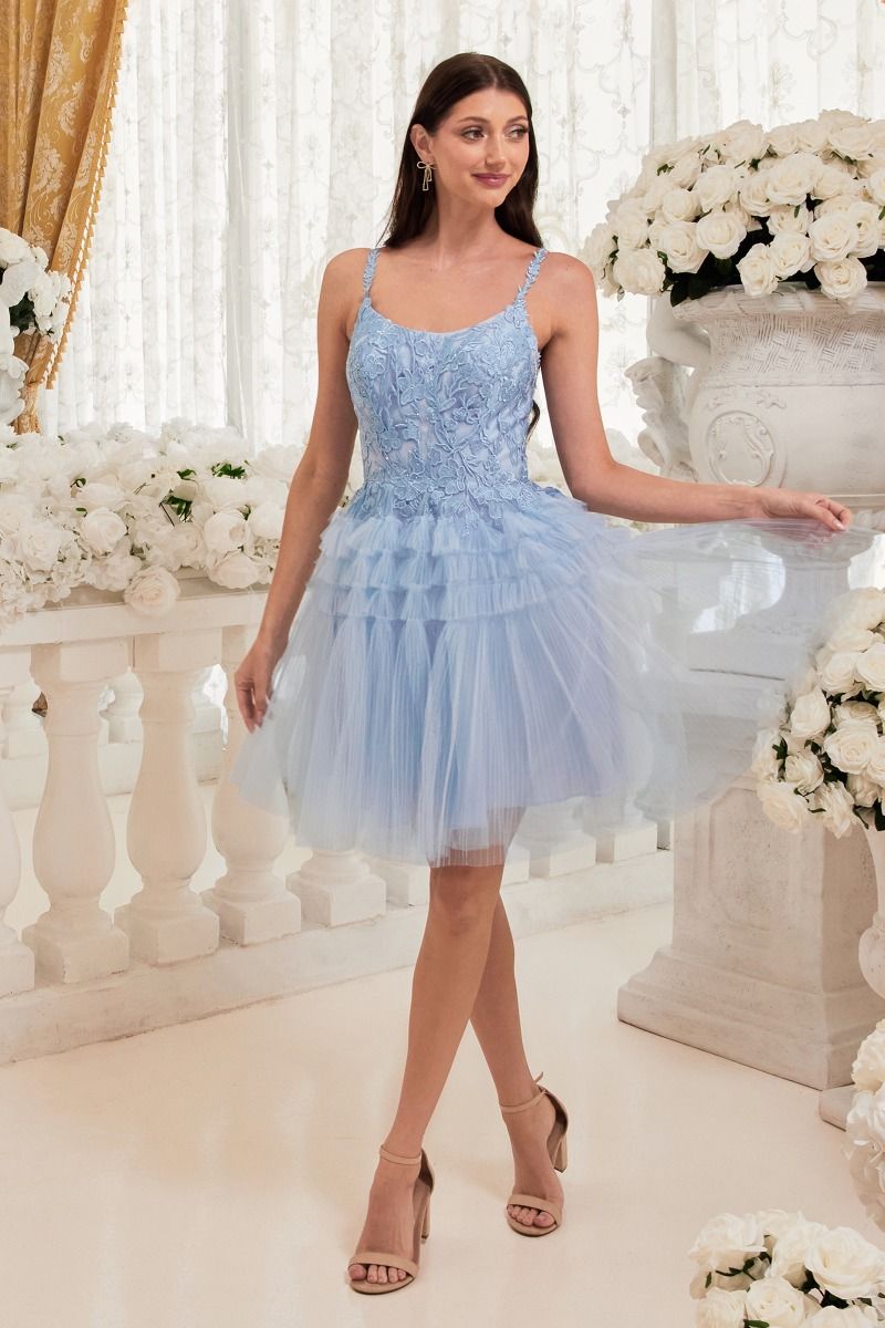 Homecoming Short Pleated A-Line Cocktail Dress LaDivine 9310 The Dress Outlet Homecoming Short Pleated A-Line Cocktail Dress LaDivine 9310 The Dress Outlet