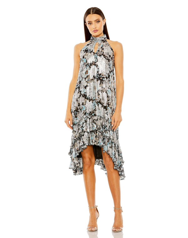 Floral Ruffle Cocktail Dress A Line High Low Mac Duggal 9314