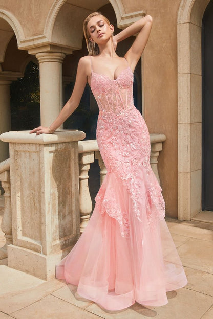 Prom Dresses Long Layered Formal Prom Mermaid Dress Pink