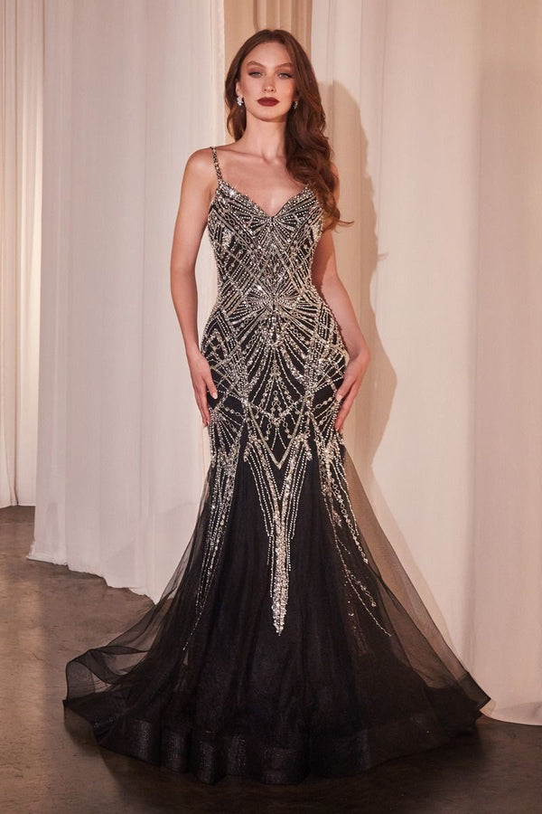 LaDivine 9317 Long Mermaid Formal Beaded Prom Dress