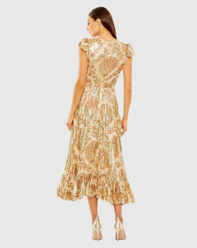 Formal Dresses High Low Floral Print Formal Dress Cream Multi