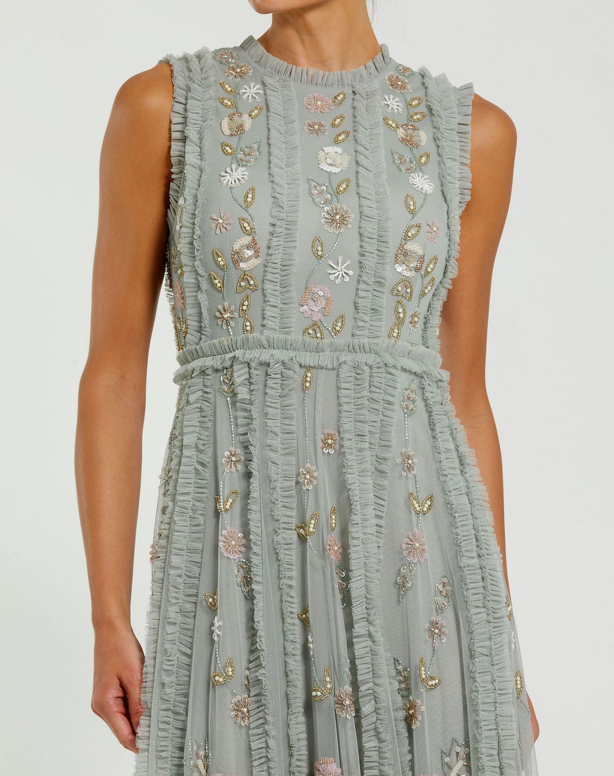 Formal Dresses Prom A Line Floral Beaded Long Formal Dress Sage Multi